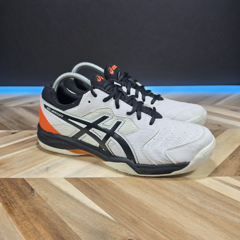 ASICS Gel-Dedicate 6 Men's 8 White Black Orange Tennis Court Shoes 1041A074